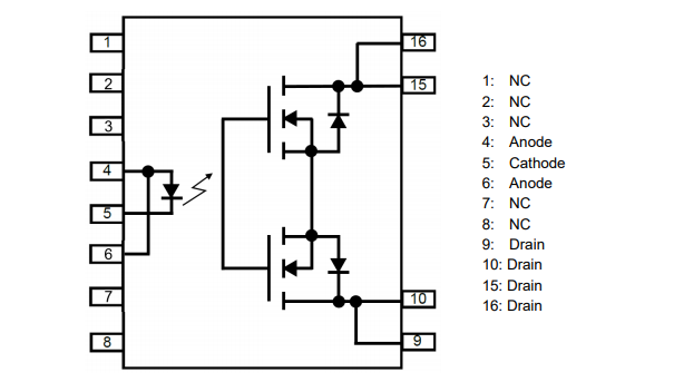 Mechanical Drawing - Toshiba TLX9160T 1500V AEC-Q101 Photorelay